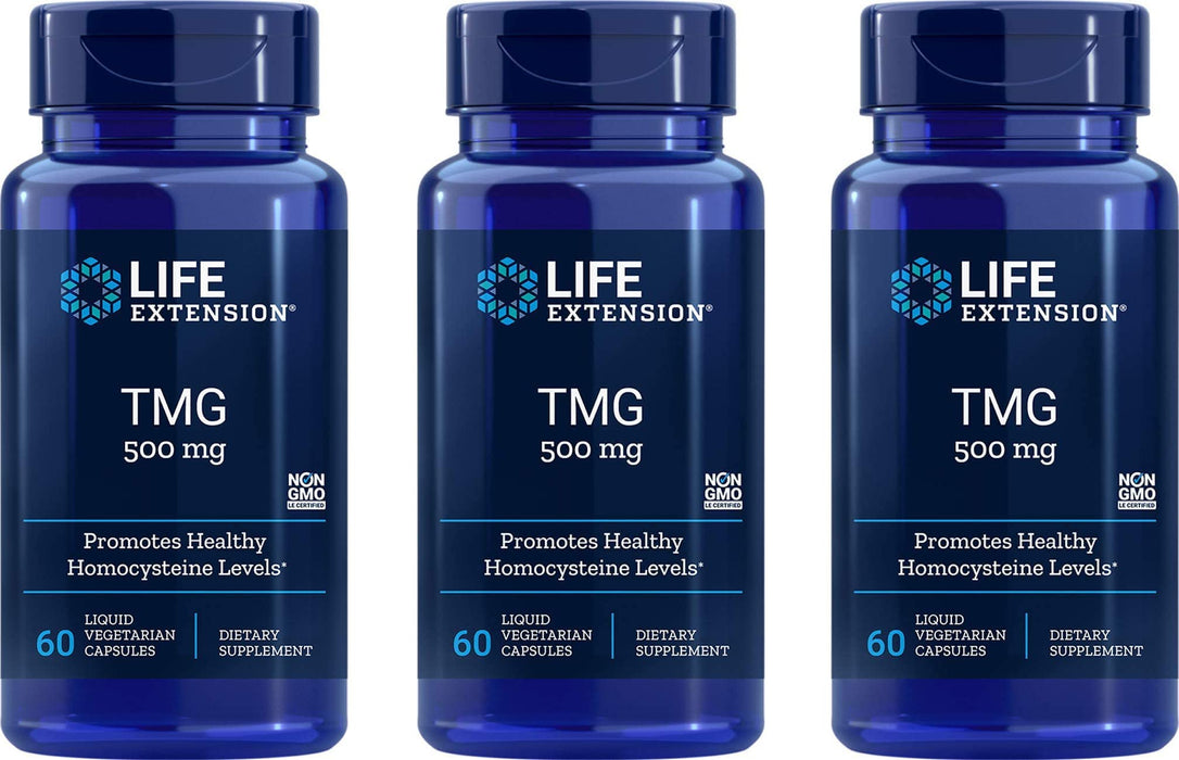 Life Extension TMG Liquid Vegetarian Capsules, 500 mg, 60 Ct (Pack of 3)