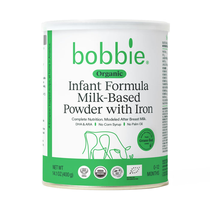 Bobbie Organic Infant Formula, Milk Based Powder with Iron, DHA and Vitamin D, Modeled After Breast Milk, Organic Baby Formula for Newborn to 12 Months Old Infant, 14.1 oz, 1 Pack