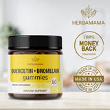 HERBAMAMA Quercetin with Bromelain Gummies - Quercetin Supplement for Respiratory Function - Immunity Boosting Quercetin Gummies - 60 Vegan Non-GMO Apple-Flavored Chews