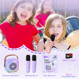 Mini Karaoke Machine for Kids, Portable Bluetooth Speaker with 2 Wireless Microphones, Toys Gifts for Girls Ages 4, 5, 6, 7, 8, 9, 10, 11, 12+ Year Old Birthday Gift for Christmas (Purple 2 Mics)