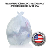 Aluf Plastics High Density Trash Bags, 12 Gallon, 1000 Count, 8 Micron (eq), 24" x 27", Clear, for Bathroom, Office, Industrial, Commercial, Janitorial, Municipal, Recycling