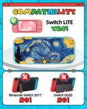 Gurgitat 2in1 for Switch Lite Case Protector Switch Lite Game Cases Cartridge Storage Starry Night Van Gogh Art Girls Boys 24 Game Card Holder Organizer+Skin Dockable Cover for Nintendo Switch Lite