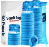 Healqu Hospital Vomit Bags - 60 Pack 1000ml Car Throw Up Bag - for Airsick Travel & Motion Sickness - Leak Resistant Medical Grade Puke Bag - Disposable Barf Bags Throw Up, Nausea