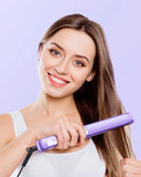 Wavytalk Pro Flat Iron Hair Straightener, 100% Pure Titanium Flat Iron for Easy Glide, Straightener and Curler for All Hairstyles, Dual Voltage Flat Iron for Hair (Purple)