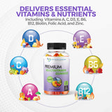 Multivitamin Gummies for Adults and Kids with Vitamin A, C, D3, E, B6, B12, Biotin and Zinc with No High Fructose Corn Syrup, Gluten or Artificial Sweeteners - 60 Gummy Vitamins, Full 30-Day Supply