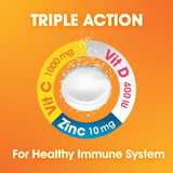 nutrazul Immune Triple Action Effervescent Tablet-1000 mg Vitamin C, Vitamin D, Zinc I Orange 20's (Pack of 3) I Gluten Free, Sugar Free, Lactose Free & Preservative Free I Maintains Immune Function