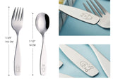 EXZACT Children Flatware 6pcs - 3 x Forks, 3 x Spoons - Toddler Utensil Kids Silverware Cutlery Stainless Steel - Dishwasher Safe