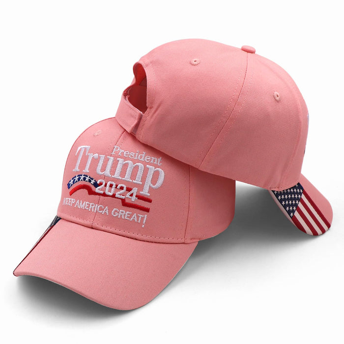 Trump Hat 2024 President MAGA Hat Embroidered Keep America Great Trump Merchandise USA Flag Baseball Cap for Women Men