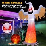 12 FT Giant Halloween Inflatable Ghost Outdoor Decorations, Huge Blow up Ghost, Built-in LED Fire Flame with Blinking Red Eyes, Scary Spooky Ghost Decor for Yard Garden Lawn Patio Home Holiday Party