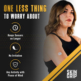 Skin Grip CGM Patches for Freestyle Libre 3 (20-Pack), Waterproof & Sweatproof for 10-14 Days, Pre-Cut Adhesive Tape, Continuous Glucose Monitor Protection (Clear)