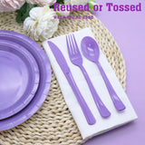 150 Pcs Purple Plastic Silverware Purple Utensils Purple Silverware Set Includes 50 Purple Plastic Forks, 50 Purple Spoons, 50 Purple Knives for Birthday, Wedding, Baby Shower