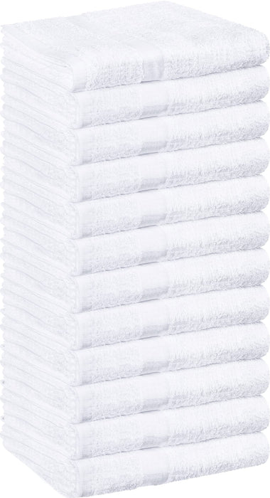 Utopia Towels - Salon Towel, Pack of 12 (Not Bleach Proof, 16x27 Inches) Highly Absorbent Cotton Towels for Hand, Gym, Beauty, Spa, and Home Hair Care, White