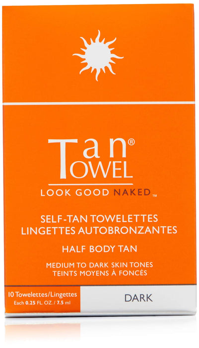 TanTowel Half Body Tan Towelettes - 10 Pack, Dark, 10 Count (Pack of 1)