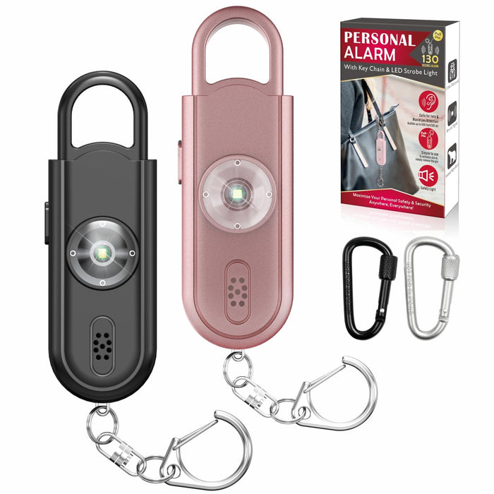 Safe Sound Personal Alarm, 2 Pack 130 dB Loud Siren Song Emergency Security Alarm Keychain with Strobe LED Light, Personal Sound Safety Siren for Women, Men, Children, Elderly