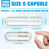 Timgle 2000 Count Size 0 Empty Capsules with Lab Spoon Capsule Filling Kit Clear Fillable Capsules Empty Caps DIY Vegetable Capsule Filling for Making Your Own Supplements