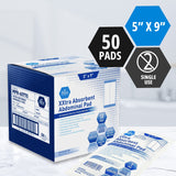 MED PRIDE Sterile XXtra Absorbent Abdominal Pads [50-Pack] - 5”x9” ABD Combine Individually Wrapped- Ultra-Absorbent Latex-Free & Non-Adherent Surgical for Drainage, Wound Dressing