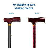 Carex Folding Adjustable Handle Cane with Walnut Handle - Foldable Walking Cane for Women and Men - Adjustable Height (33" - 37"), Anti-Slip Rubber Tip