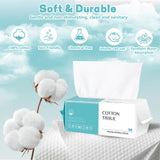 Disposable Face Towel 200 Count, Soft Cotton Facial Dry Wipes, Multi-Purpose for Skin Care, Makeup Remover, Face Wipes and Facial Cleansing