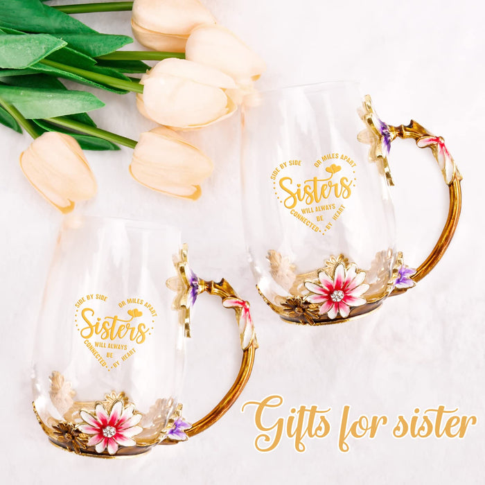 OEAGO Sisters Gifts from Sister for Women Elegant Tea Cup Unique Christmas Birthday Gifts for Sister, Little, Big Sister, Sister in Law