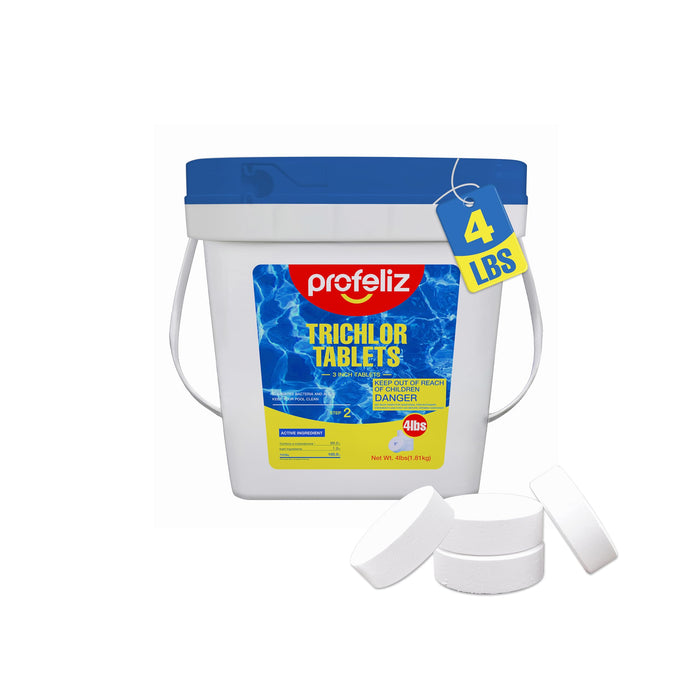PROFELIZ Chlorine Tablets 3 Inch for Swimming Pools, Kills Bacteria and Stops Algae, Slow Dissolving,Individually Wrapped,Pool Chlorine Tablets,4lbs