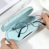 MoKo Double Eyeglass Case, 2 in 1 Double Sided Portable Glasses Case Contact Lens Case with Mirror Eye Glasses Carrying Bag Anti-Scratch Sunglasses Pouch Protective Eyewear, Blue Water Color