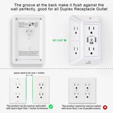 Multi Plug Outlet Surge Protector - POWRUI 6 Outlet Extender with 3 USB Ports (1 USB C) and Night Light, 3-Sided Power Strip with Adapter Spaced Outlets - White，ETL Listed