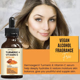 DERMAXGEN Turmeric Face Serum + Vitamin C: Organic Moisturizer for Acne Reduction, Clear Skin Tone, & Anti-Aging Benefits - Hydrate Dull & Dry Skin - Facial Serum - 2 FL OZ