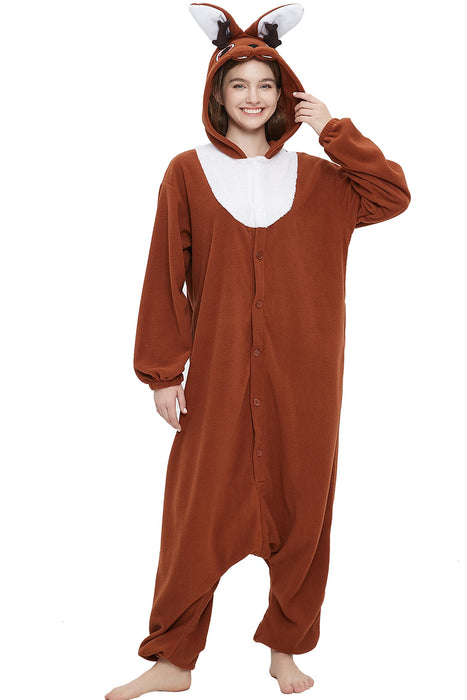 DELEY Unisex Adult Jackalope Onesie, Animal Cosplay Pajamas,One Piece Halloween Costume Jumpsuit for Women and Men Homewear