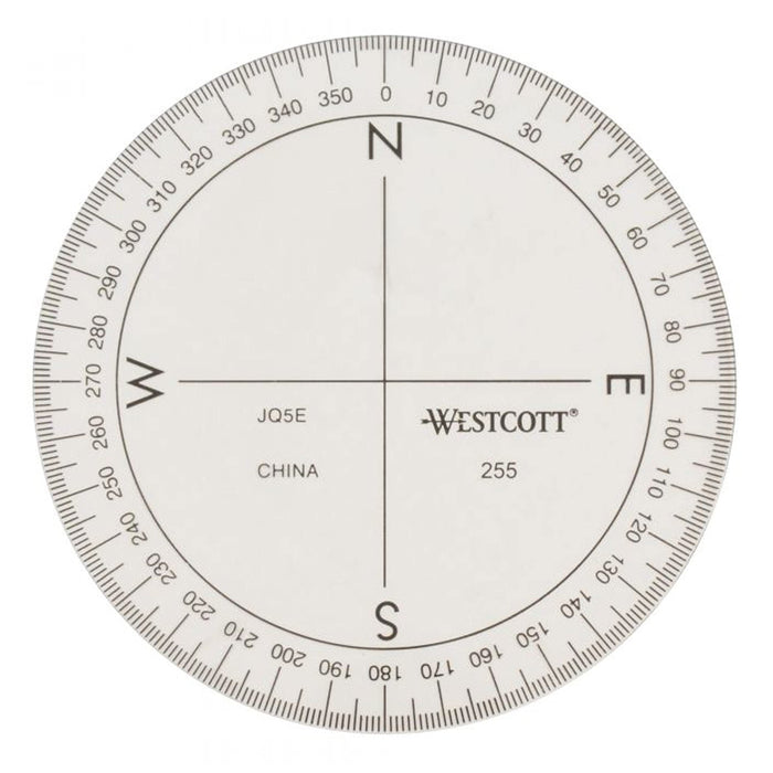 WESTCOTT ‎360-Degree Protractor Compass for Drawing and Drafting, Clear, 3.5 in