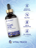 Fulvic Acid Drops 4 fl oz | Liquid Trace Minerals | Ionic Supplement | Vegetarian, Non-GMO & Gluten Free | by Vital Trace