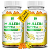 (2 Pack) 9 in 1 Mullein Gummies for Lung Cleanse, Extra Strength 10000 MG(10:1 Extract) Mullein Leaf Extract w/Quercetin, Bromelain, Elderberry & Marshmallow for Respiratory, Immune, Vegan,120 Count