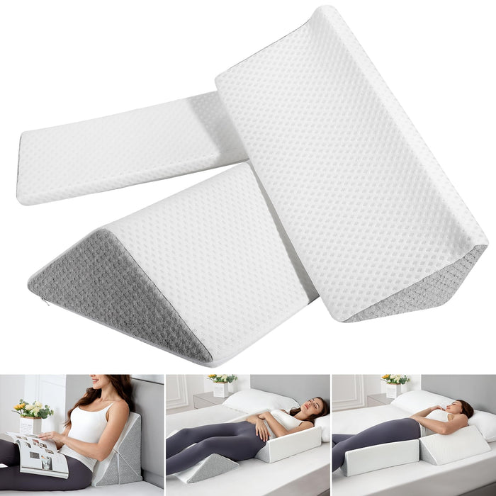 Bed Wedges & Body Positioners 3 in 1, Wedge Pillow for Back Pain Relief, Triangle Bed Wedge Pillow for Side Sleeping, Elderly, Bed Sores, After Surgery, Knees Elevated, Pregnancy
