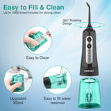 Cordless Water Dental Flosser Teeth Cleaner with Tips Case, INSMART Professional 300ML Tank DIY Mode USB Rechargeable Oral Irrigator for Home and Travel, IPX7 Waterproof 4 Modes Irrigate for Oral Care