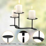 Home Decor Candle Holder Fireplace: 10 inch Metal Pillar Candelabra for Outdoor Wedding Party - Black Candle Stand for Indoor Dining Living Room - Advent Halloween Christmas