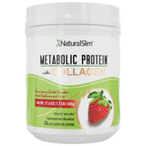 NaturalSlim Metabolic Protein Powder with Collagen Strawberry - Hydrolyzed Collagen Protein Powder for Hair, Skin, Bone, Joint, and Metabolism - Low Carb Meal Replacement Shake Mix - 17.6 oz