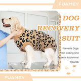 FUAMEY Recovery Suit for Dogs After Surgery,Soft Breathable Dog Bodysuit E-Collar & Cone Alternative Surgical Suit,Male Female Dog Neuter Spay Suits Anti Licking Wounds Onesie Brown Leopard S