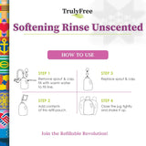 Truly Free Unscented Softening Rinse, Natural Fabric Softener - Plant-Based, Non-Toxic, Safe for Babies & Kids, 200 Loads (w/o Jug)