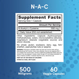 Jarrow Formulas N-A-C 500 mg Antioxidant Supplement, Supports Healthy Cellular Function, 60 Veggie Caps (Pack of 4)