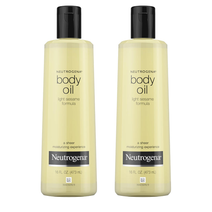 Neutrogena Body Oil Light Sesame Formula, Dry Skin Moisturizer & Hydrating Body Massage Oil for Radiant & Healthy Looking Glow, Nourishing Oil for Sheer Moisture, Twin Pack, 2 x 16 fl. oz