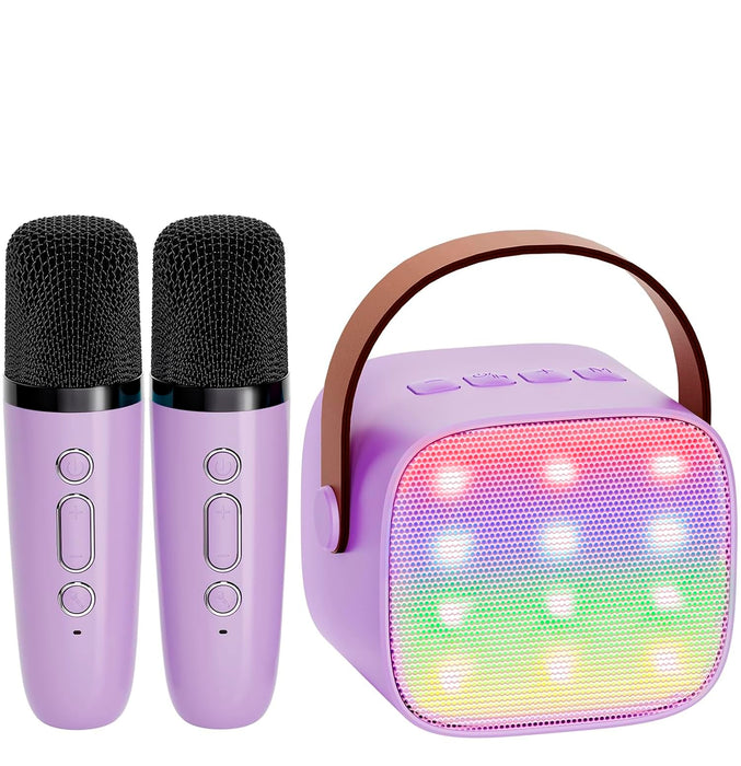 YLL Mini Kids Karaoke Machine with 2 Microphones, Karaoke Gifts for Girls Ages 4, 5, 6, 7, 8, 9, 10, 12 +Year Old, 4-12 Years Old Christmas Toy Gift for Girls (Purple)