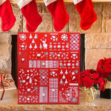 Juegoal Red Advent Calendar with 24 Drawers Countdown to Christmas, Refillable Wooden Advent, 15 Inches Tall