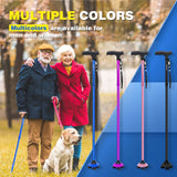 BigAlex Folding Walking Cane for Elderly Adjustable & Portable Walking Stick for Seniors,Pivoting Quad Base,Lightweight,Collapsible with Carrying Bag for Men/Woman