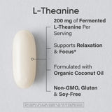 Sports Research L-Theanine 200mg with Organic Coconut Oil | Suntheanine Supplement for Focus, Relaxation & Alertness | Double Strength, Non-GMO & Gluten Free