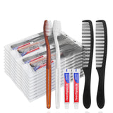 Gisdo 50 Pcs Disposable Toothbrushes with Toothpaste and Comb Individually Wrapped,10g Travel Toothpaste,7inch Black Hair Comb,Bulk Toothbrush for Hotel,AirBnb,Shelter,Charity