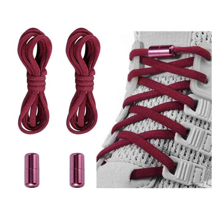 Elastic No Tie Shoe Laces For Adults,Kids,Elderly,One Size Fits All Burgundy