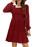 Christmas Dresses for Women Long Sleeve Flowy Winter Dress 2024 Red M