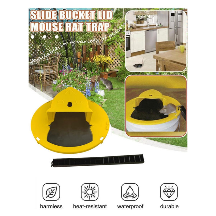 Mouse Trap Bucket Flip Lid, Multi Catch Humane Rat Trap for Indoor Outdoor, Reusable Mouse Catching Tool, 5 Gallon Bucket Compatible, Auto Reset Flip and Slide Mice Trap (2PC - A)