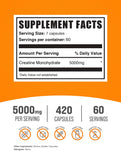 BulkSupplements.com Creatine Monohydrate Capsules - Micronized Creatine Monohydrate, Creatine Pills - 7 Creatine Capsules per Serving, 5000mg, Gluten Free, 420 Capsules (Pack of 1)