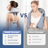 KNQZE Neck Massager with Heat, Cordless Deep Tissue 4D Expert Kneading Massage, Shiatsu Neck and Shoulder Massage Pillow for Neck, Traps, Back and Leg Pain Relief, Gifts - Gray