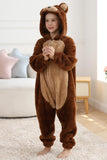 DELEY Unisex One Piece Animal Kids Brown Bear Onesie, Animal Pajamas Halloween Cosplay Costume for Women and Mens Parent-Child Sleepwear